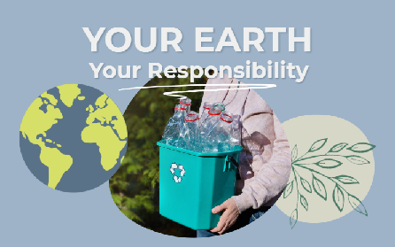 A person taking out their recycling, representing individual responsibility for the future.