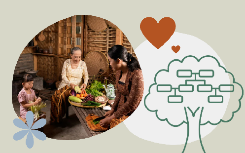 A family making a plant-based meal together, representing shared environmental values.